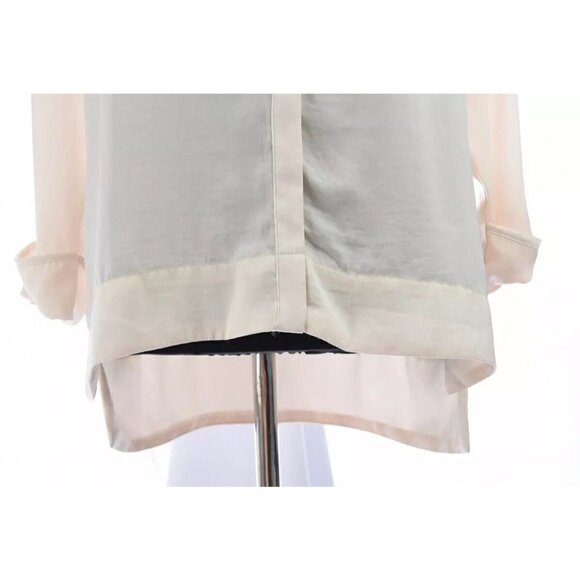 H&M Womens Sz 10 Military Satin Silky Tunic Top Popover V Neck Ivory m - Picture 6 of 12